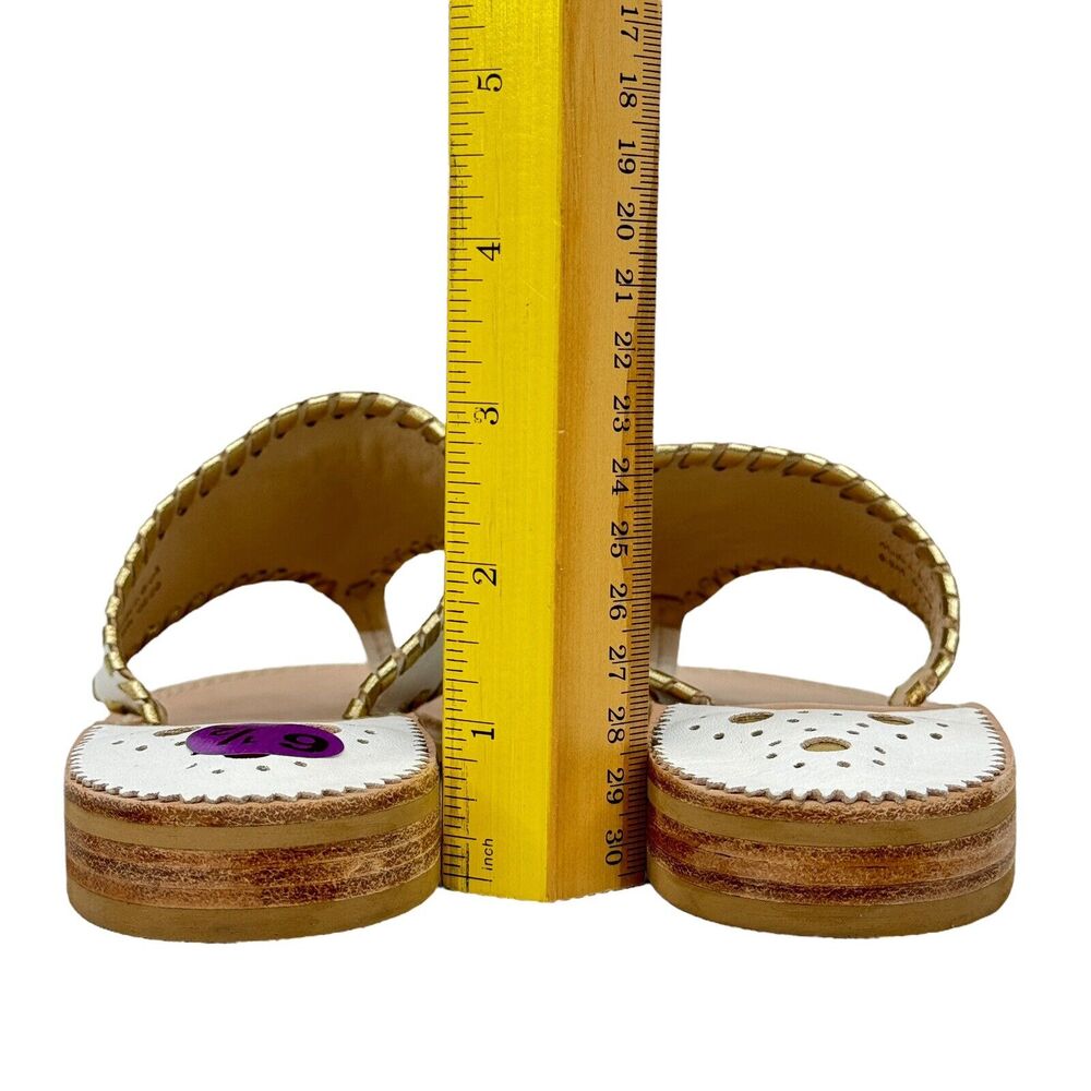 Jack Rogers Women’s White Gold Thong Sandal 6.5 Sparkle Bow Rhinestone Fancy NEW - Picture 10 of 11